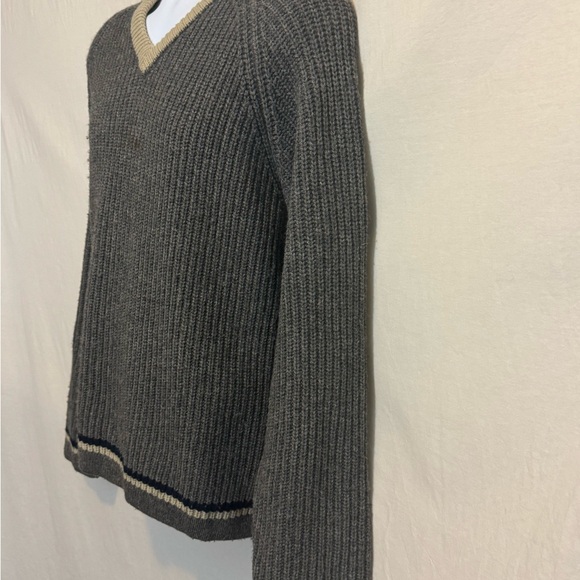 B-273 Men’s Abercrombie & Fitch Gray &‎ Cream Lambswool Blend Sweater Size XL - Picture 6 of 13